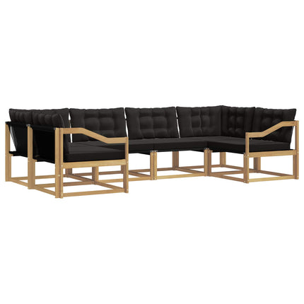 Udendørs sofagruppe med pude 6 pcs Hvid og sort