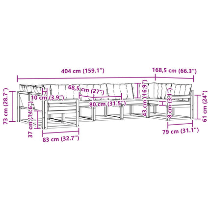 Udendørs sofagruppe 7 stk. Hvid og cremefarvet
