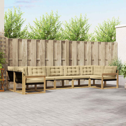 Udendørs sofagruppe med pude 7 pcs Hvid og Beige