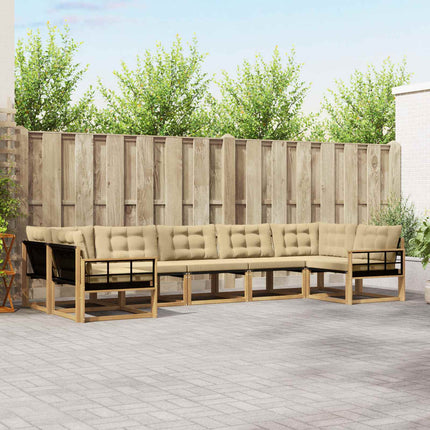 Udendørs sofagruppe med pude 7 pcs Hvid og Beige