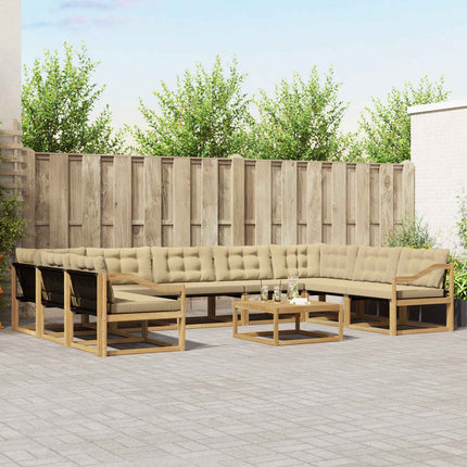 Udendørs sofagruppe med pude 10 pcs Hvid og Beige