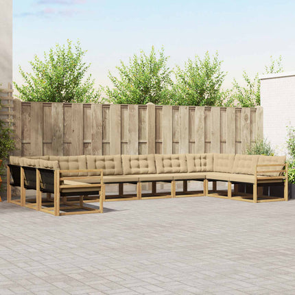 Udendørs sofagruppe med pude 10 pcs Hvid og Beige