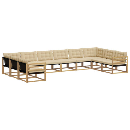 Udendørs sofagruppe med pude 10 pcs Hvid og Beige