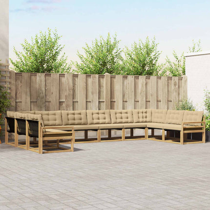 Udendørs sofagruppe med pude 10 pcs Hvid og Beige