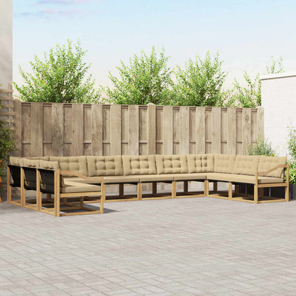 Udendørs sofagruppe med pude 10 pcs Hvid og Beige