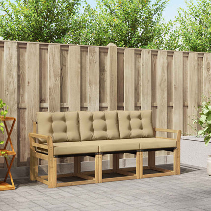 Udendørs sofagruppe med pude 3 pcs Hvid og Beige