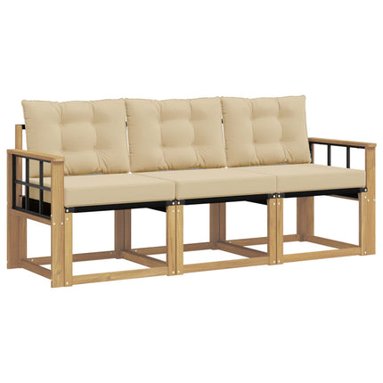 Udendørs sofagruppe med pude 3 pcs Hvid og Beige