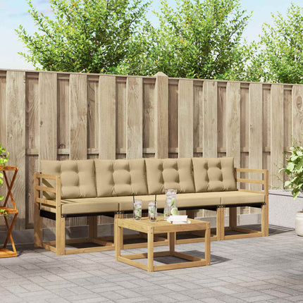 Udendørs sofagruppe med pude 5 pcs Hvid og Beige