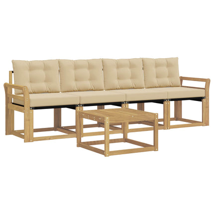 Udendørs sofagruppe med pude 5 pcs Hvid og Beige