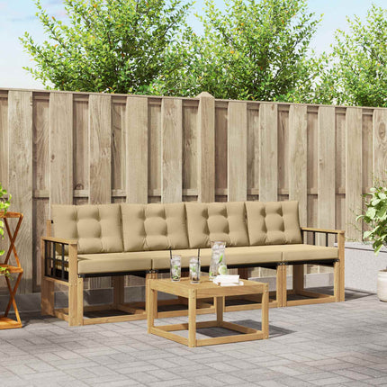 Udendørs sofagruppe med pude 5 pcs Hvid og Beige