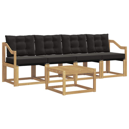 Udendørs sofagruppe med pude 5 pcs Hvid og sort