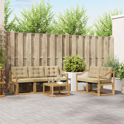 Udendørs sofagruppe med pude 6 pcs Hvid og Beige