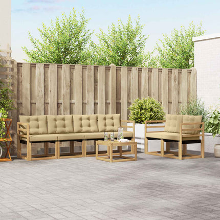 Udendørs sofagruppe med pude 7 pcs Hvid og Beige