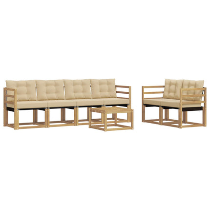 Udendørs sofagruppe med pude 7 pcs Hvid og Beige