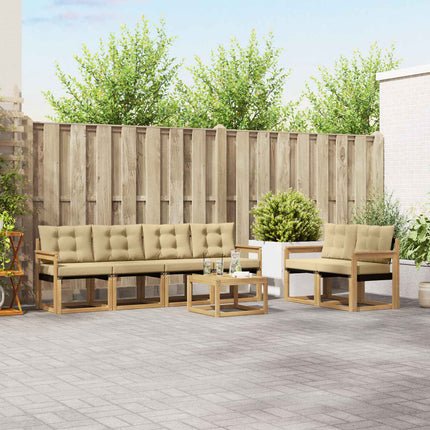 Udendørs sofagruppe med pude 7 pcs Hvid og Beige