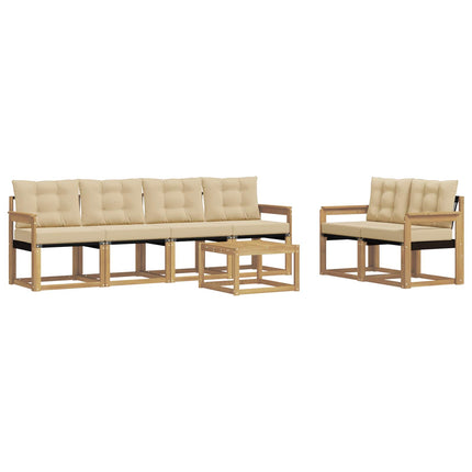 Udendørs sofagruppe med pude 7 pcs Hvid og Beige