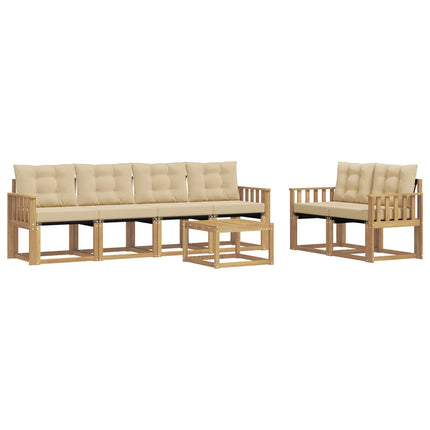 Udendørs sofagruppe med pude 7 pcs Hvid og Beige