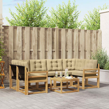 Udendørs sofagruppe med pude 7 pcs Hvid og Beige