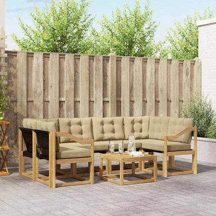 Udendørs sofagruppe med pude 7 pcs Hvid og Beige