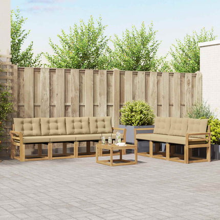 Udendørs sofagruppe med pude 8 pcs Hvid og Beige