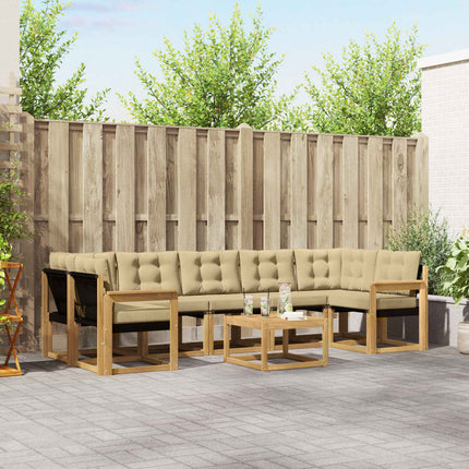 Udendørs sofagruppe med pude 8 pcs Hvid og Beige