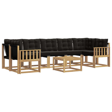 Udendørs sofagruppe med pude 8 pcs Hvid og sort