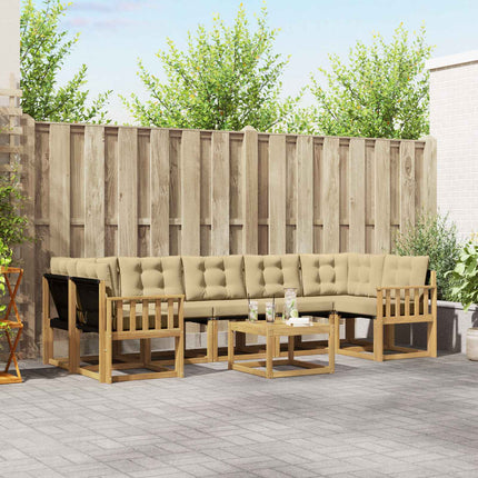 Udendørs sofagruppe med pude 8 pcs Hvid og Beige