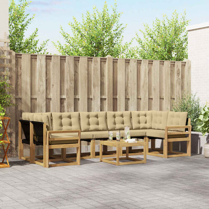 Udendørs sofagruppe med pude 8 pcs Hvid og Beige
