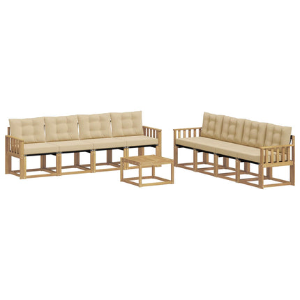 Udendørs sofagruppe med pude 9 pcs Hvid og Beige