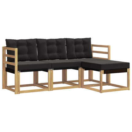 Udendørs sofagruppe med pude 4 pcs Hvid og sort