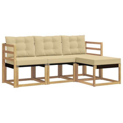Udendørs sofagruppe med pude 4 pcs Hvid og Beige
