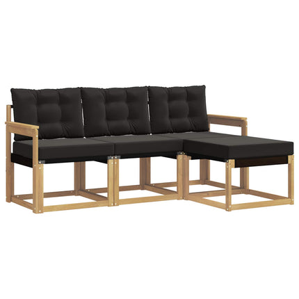 Udendørs sofagruppe med pude 4 pcs Hvid og sort