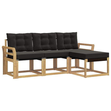 Udendørs sofagruppe med pude 4 pcs Hvid og sort