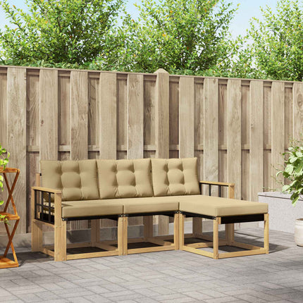 Udendørs sofagruppe med pude 4 pcs Hvid og Beige