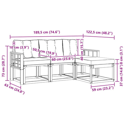 Udendørs sofagruppe med pude 4 pcs Hvid og Beige