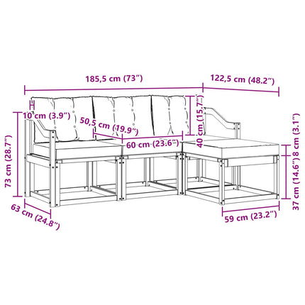 Udendørs sofagruppe med pude 4 pcs Hvid og Beige