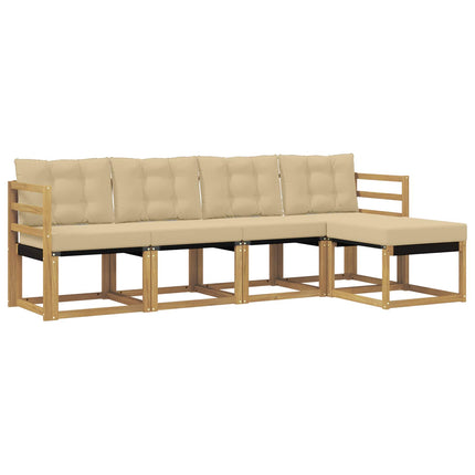 Udendørs sofagruppe med pude 5 pcs Hvid og Beige