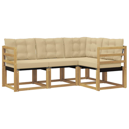 Udendørs sofagruppe med pude 4 pcs Hvid og Beige