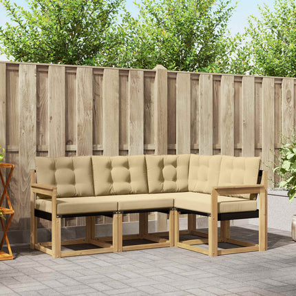 Udendørs sofagruppe med pude 4 pcs Hvid og Beige