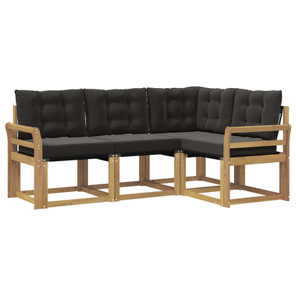 Udendørs sofagruppe med pude 4 pcs Hvid og sort