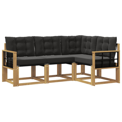 Udendørs sofagruppe med pude 4 pcs Hvid og sort