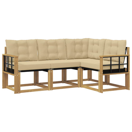 Udendørs sofagruppe med pude 4 pcs Hvid og Beige