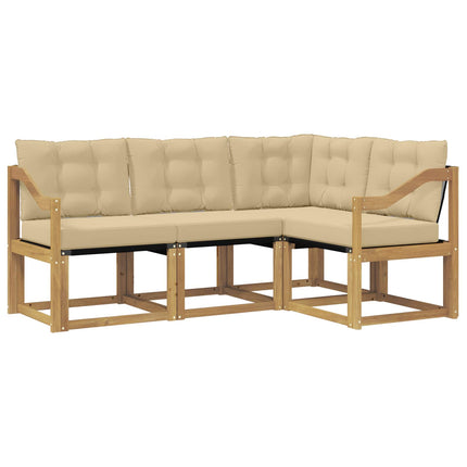 Udendørs sofagruppe med pude 4 pcs Hvid og Beige