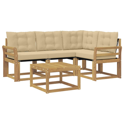 Udendørs sofagruppe med pude 5 pcs Hvid og Beige