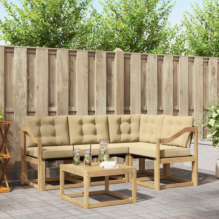 Udendørs sofagruppe med pude 5 pcs Hvid og Beige