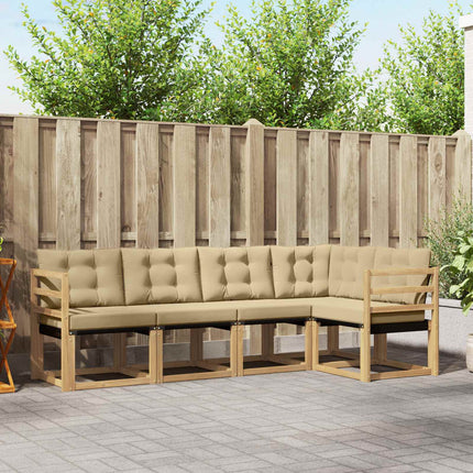 Udendørs sofagruppe med pude 5 pcs Hvid og Beige