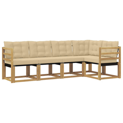 Udendørs sofagruppe med pude 5 pcs Hvid og Beige