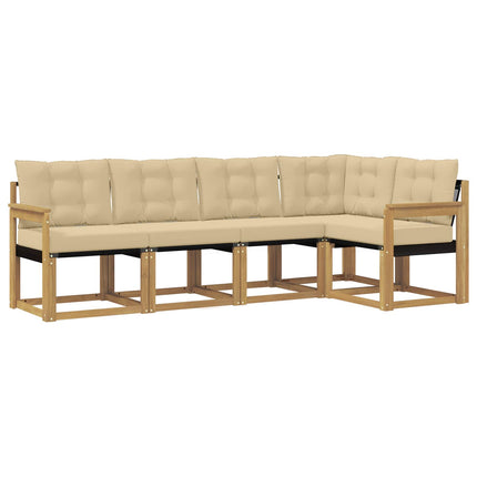 Udendørs sofagruppe med pude 5 pcs Hvid og Beige
