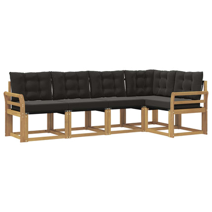 Udendørs sofagruppe med pude 5 pcs Hvid og sort
