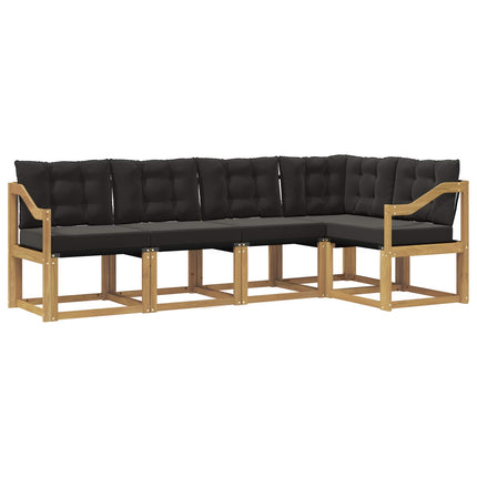 Udendørs sofagruppe med pude 5 pcs Hvid og sort
